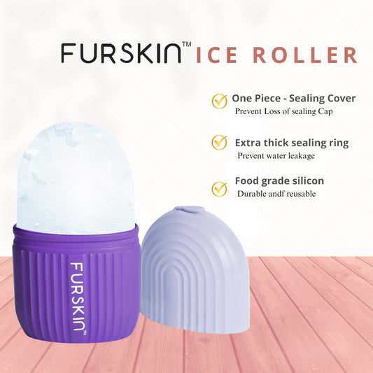 Furskin Ice Roller for Face, Neck & Eyes| Reusable Silicone Facial Tool for Glowing & Tightened Skin, De-Puff Eye Area, Cryotherapy Face Massager [ Purple ]