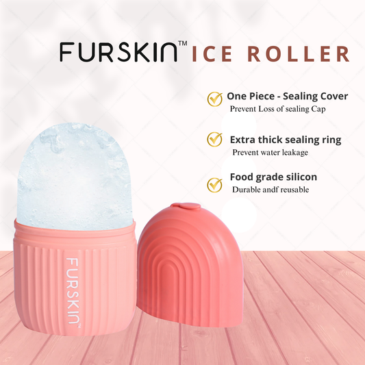 Furskin Ice Roller for Face, Neck & Eyes - Reusable Silicone Facial Tool for Glowing & Tightened Skin, De-Puff Eye Area, Cryotherapy Face Massager (Pink)