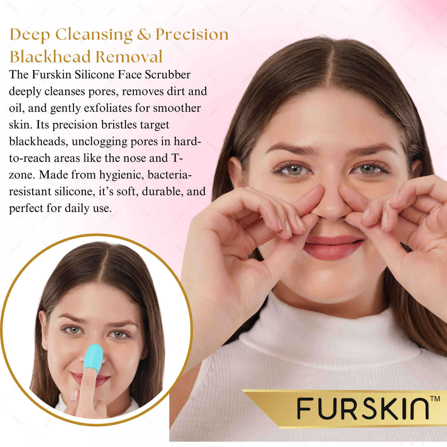 Furskin Silicone Face Scrubber – Facial Cleansing Brush for Gentle & Effective Cleaning, Blackhead Removal, Pore Cleansing & Skin Massage [Blue]