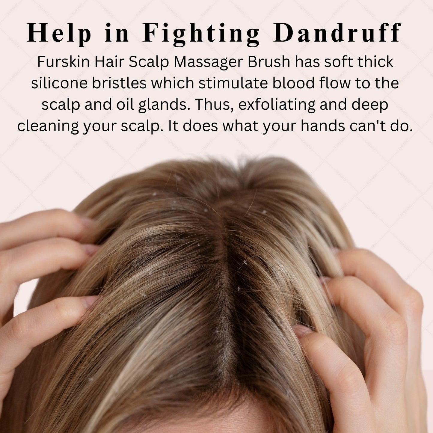 Furskin Soft Bristles Scalp Massager for Hair Growth – Head & Hair Massager, Manual Shampoo Brush for Exfoliating & Scalp Care. [ Marble White ]