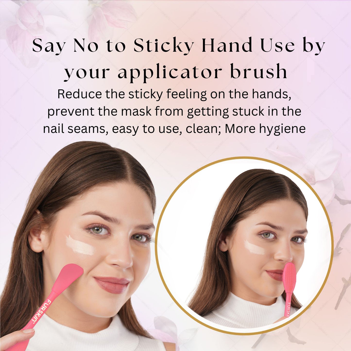 Furskin 3-in-1 Face & Lip Cleansing Brush | Ultra-Hygienic Soft Silicone Bristles for Gentle Exfoliation | Facial Mud, Clay & Charcoal Mask Applicator [Mint Green]