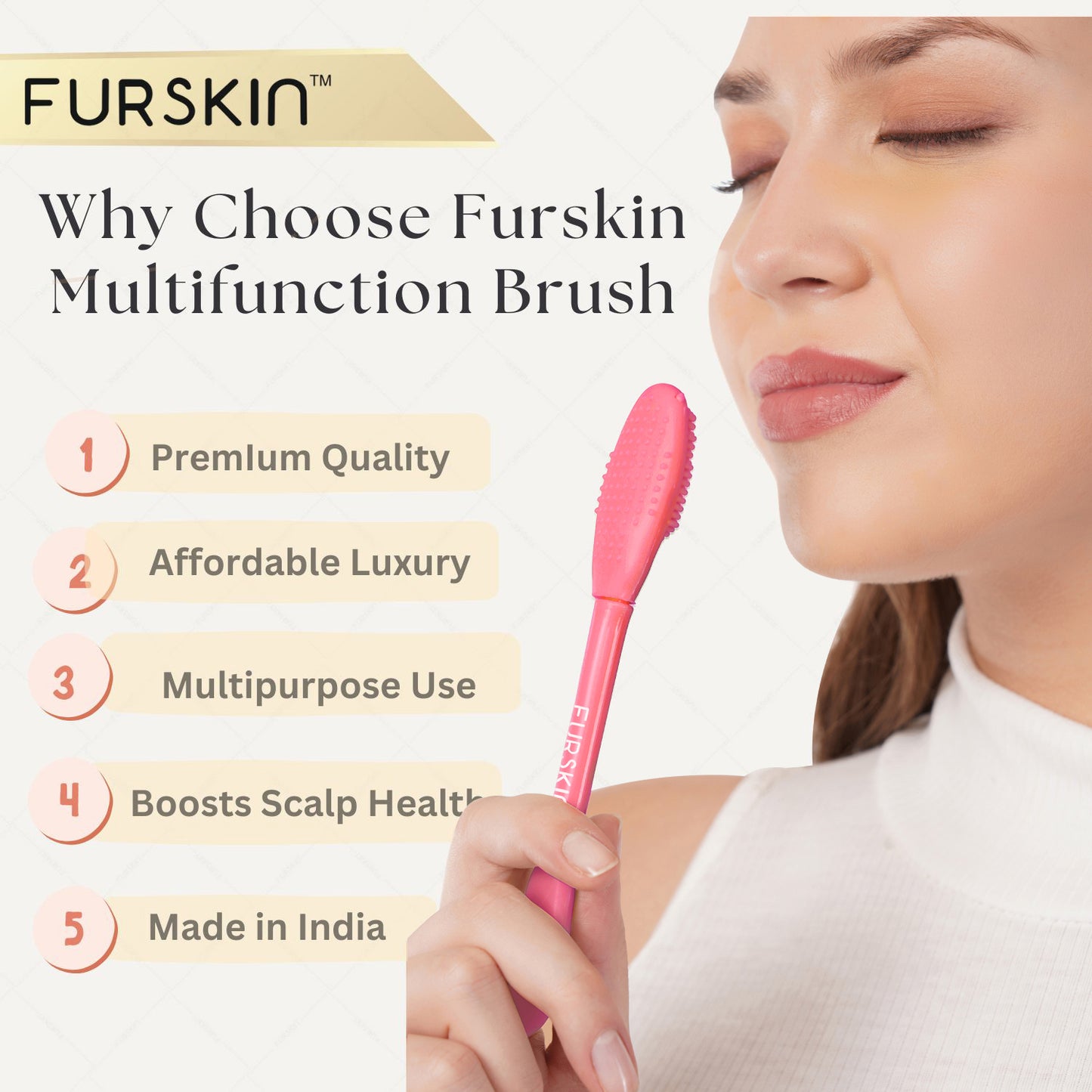 Furskin 3-in-1 Face & Lip Cleansing Brush | Ultra-Hygienic Soft Silicone Bristles for Gentle Exfoliation | Facial Mud, Clay & Charcoal Mask Applicator [Mint Green]