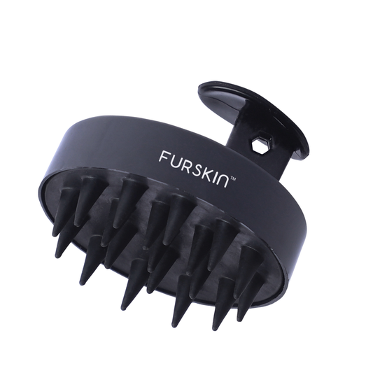 Furskin Soft Bristles Scalp Massager for Hair Growth – Head & Hair Massager, Manual Shampoo Brush for Exfoliating & Scalp Care. [ Black ]