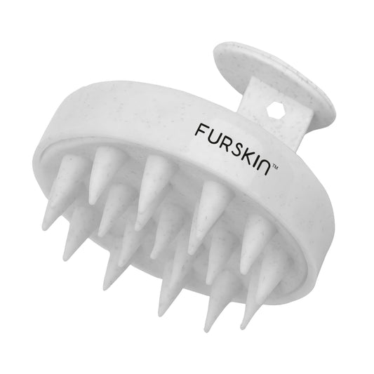 Furskin Soft Bristles Scalp Massager for Hair Growth – Head & Hair Massager, Manual Shampoo Brush for Exfoliating & Scalp Care. [ Marble White ]