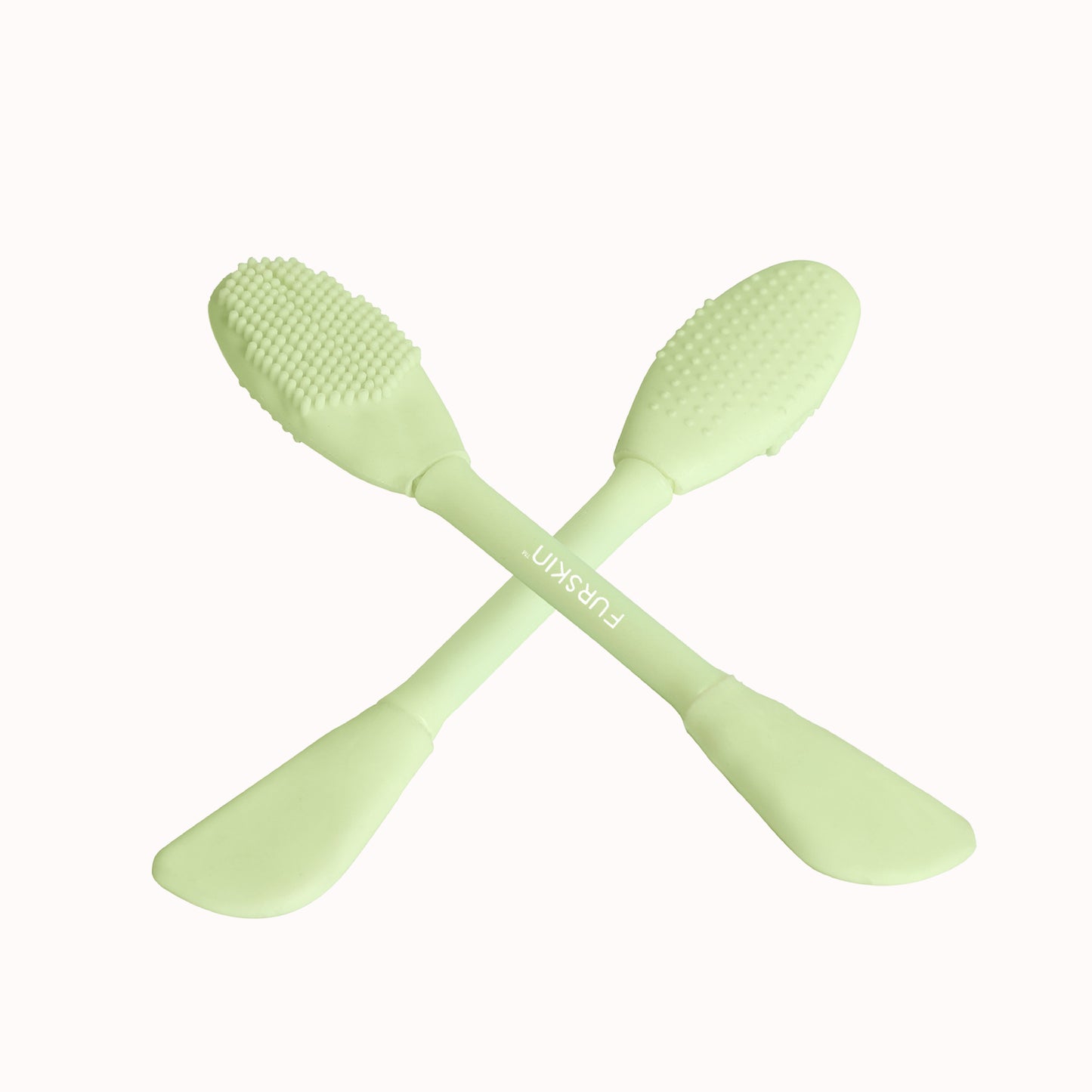 Furskin 3-in-1 Face & Lip Cleansing Brush | Ultra-Hygienic Soft Silicone Bristles for Gentle Exfoliation | Facial Mud, Clay & Charcoal Mask Applicator [Mint Green]